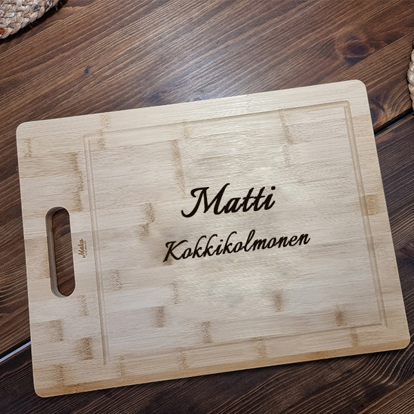 Leikkuulauta tekstikaiverruksella, 40x30cm - Upea lahjaidea!