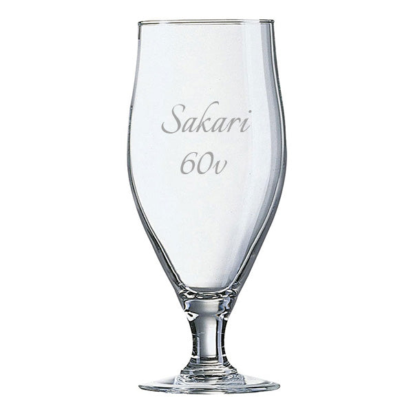 Jalallinen olutlasi 50cl - 2 rivin kaiverruksella, kauno