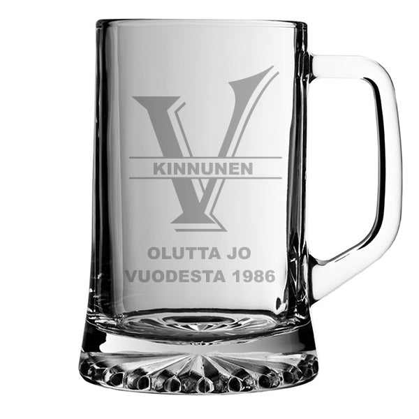 Oluttuoppi 68cl - Persoonallisella kaiverruksella, kirjain/numero