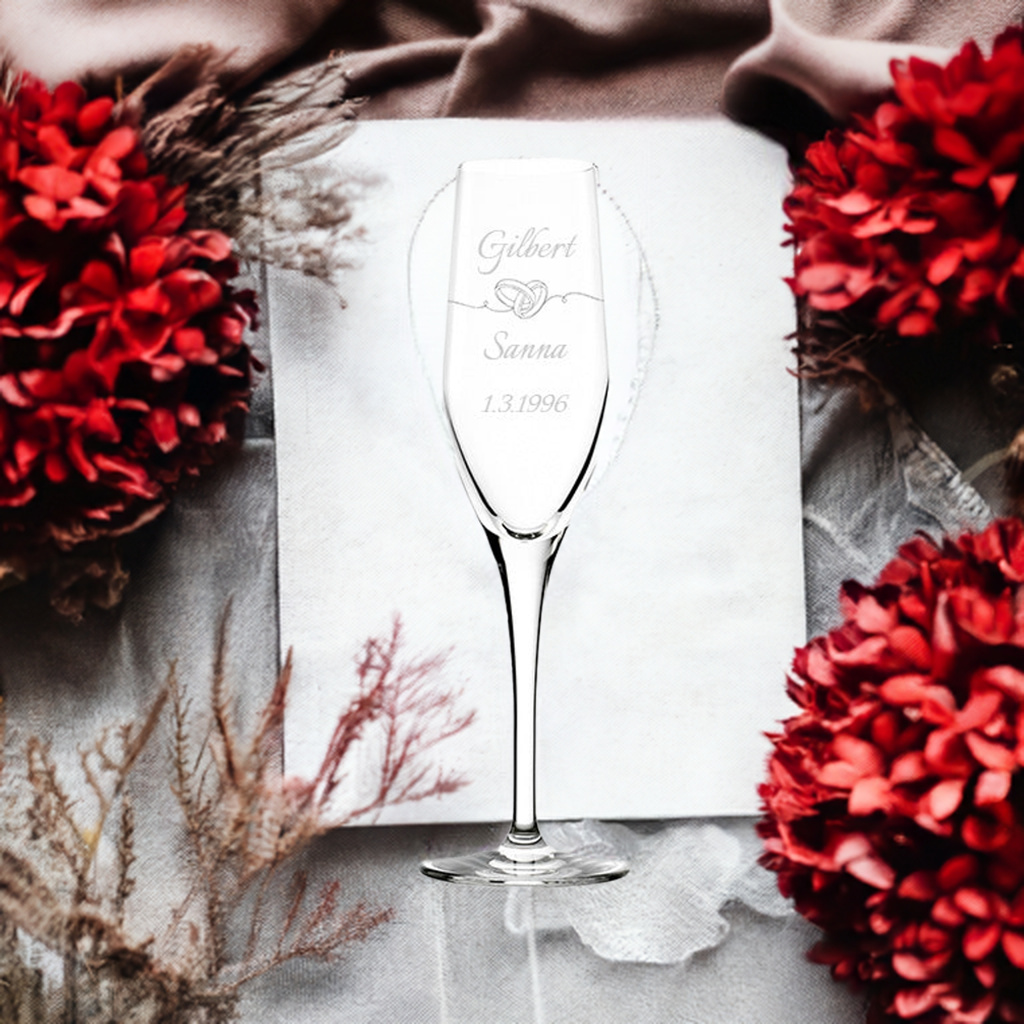 Persoonalliset juhlalasit hääparille, sormus (2kpl)